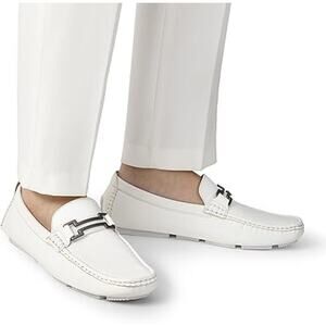 Bruno Marc Mens Size 14 White Faux Leather Driving Loafers Casual Slip On Shoes